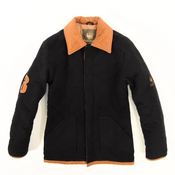 Polistas Other - Polistas Mens S Black Quilted Cotton Polo Jacket Corduroy Trim Field Coat